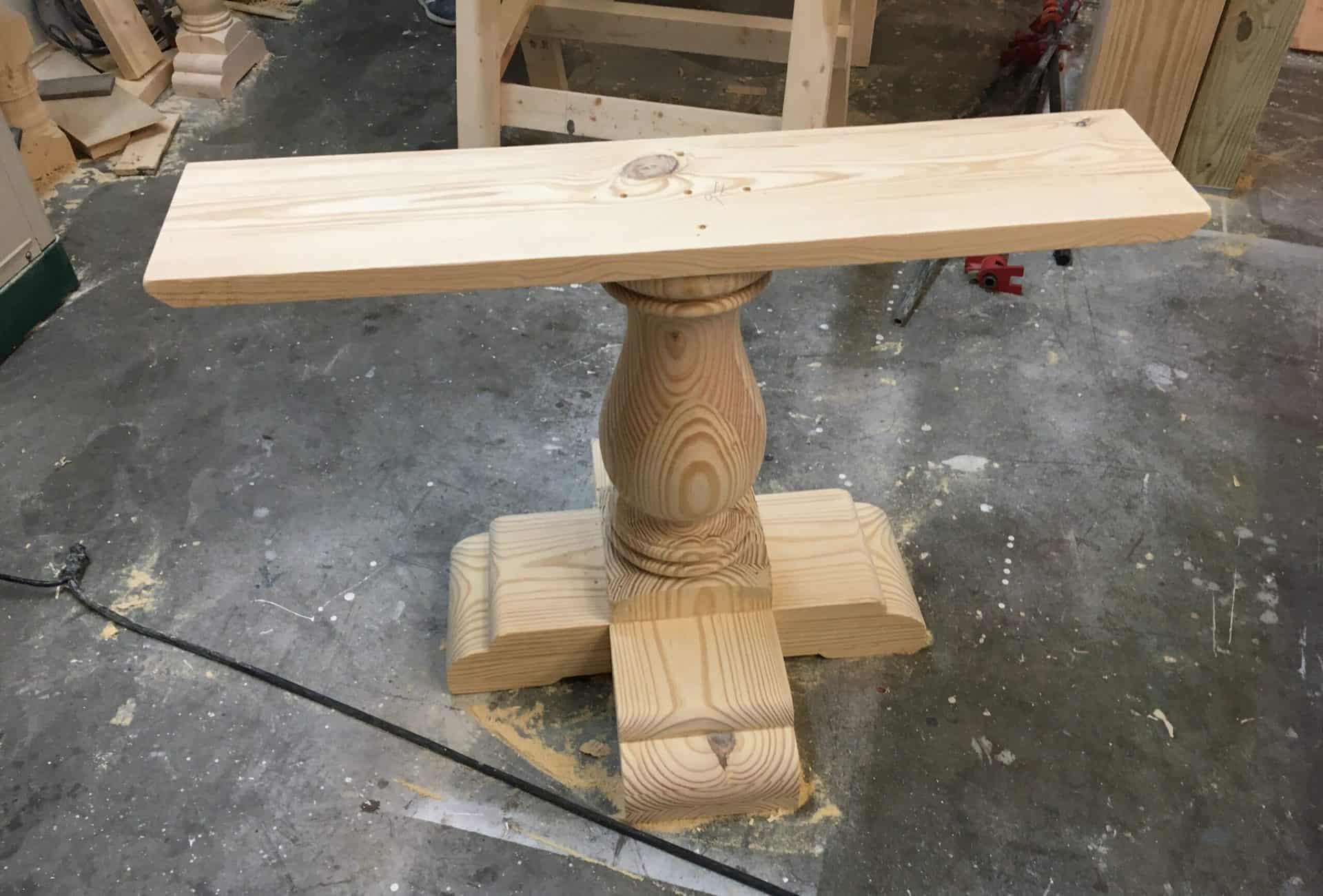 wood table being built