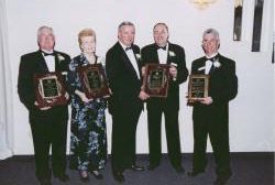2004 Rich Moran, Official Award Winner, Eileen Moriarty, Merit Award Winner, Bill O’ Brien, Darryl Rogers, Former AD SCSU and Head Coach Detroit Lions, Distinguished American Award, Rick McGowan, Amity, Coach of the Year