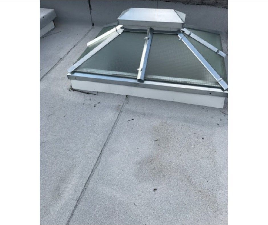 A skylight on the roof of a building