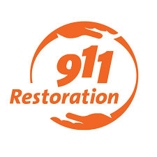 Orange 911 Restoration logo with hands forming a circle around the text