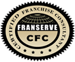 Certified Franchise Consultant seal. Brown and gold with 