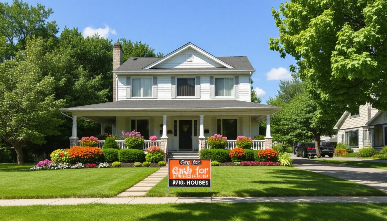 A house with a for sale sign in front of it