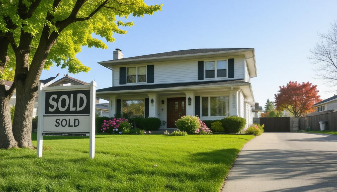 A house with a sold sign in front of it