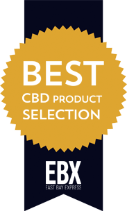 Award badge: Gold starburst reads Best CBD Product Selection