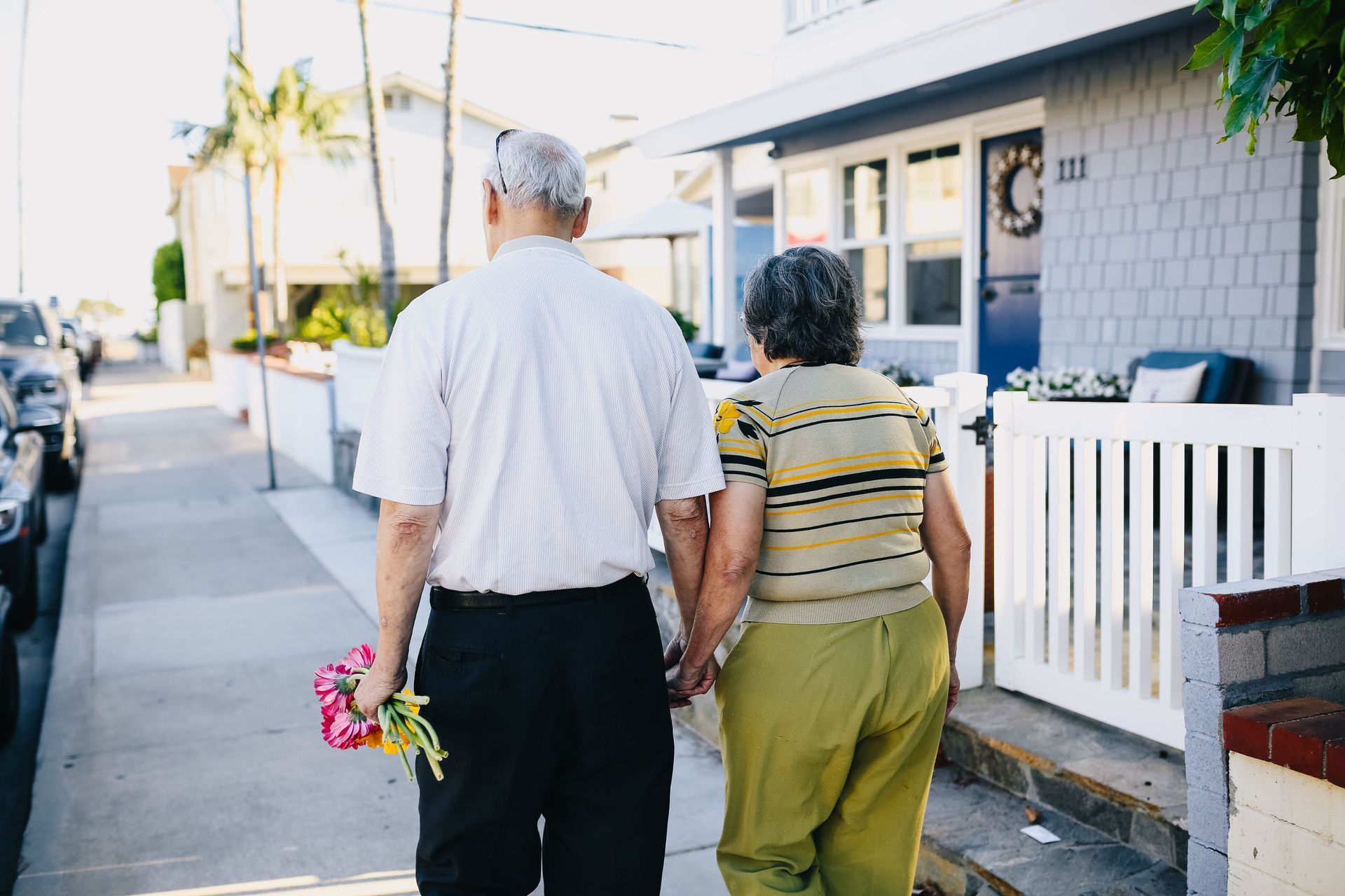 Older couple walking