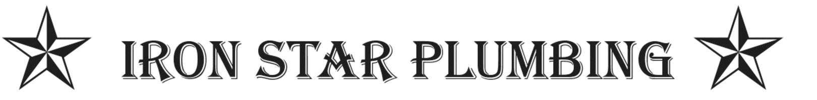 Logo for Iron Star Plumbing, featuring a five-pointed star on either side of the company name.