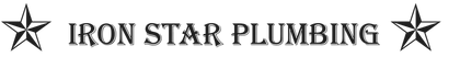 Logo for Iron Star Plumbing, featuring a five-pointed star on either side of the company name.
