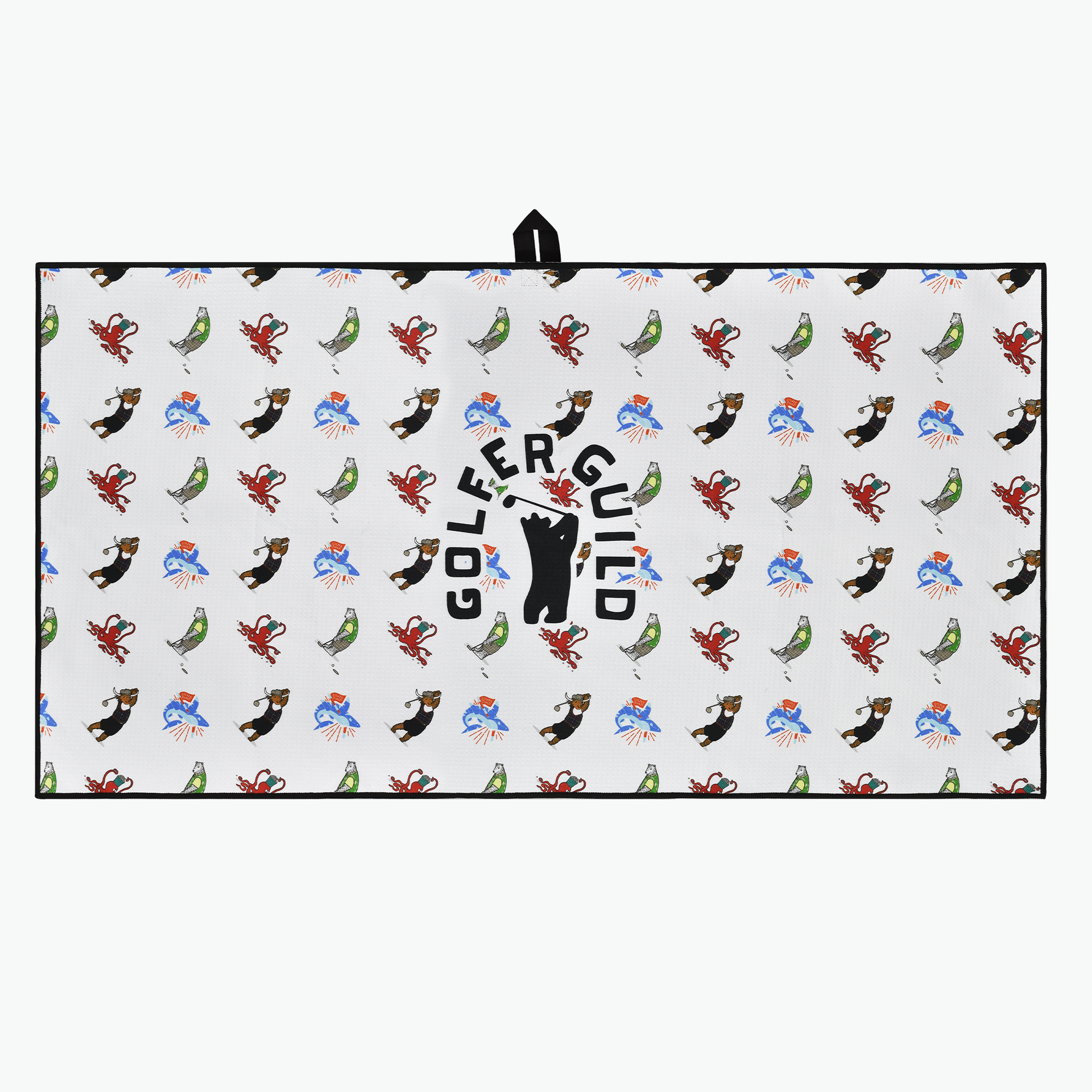 Golfer Guild Aqua-Lock Caddy Towel with golfing animal prints by Claesson & Vaun.
