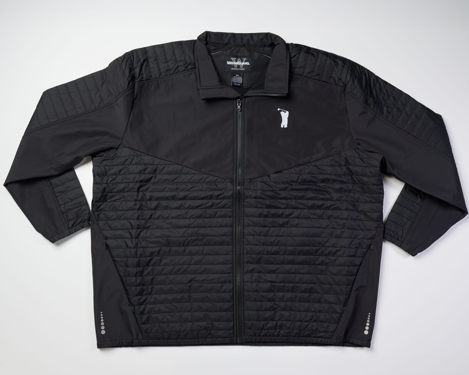 Quilted soft shell jacket with Golfing animal art by Jonas Claesson