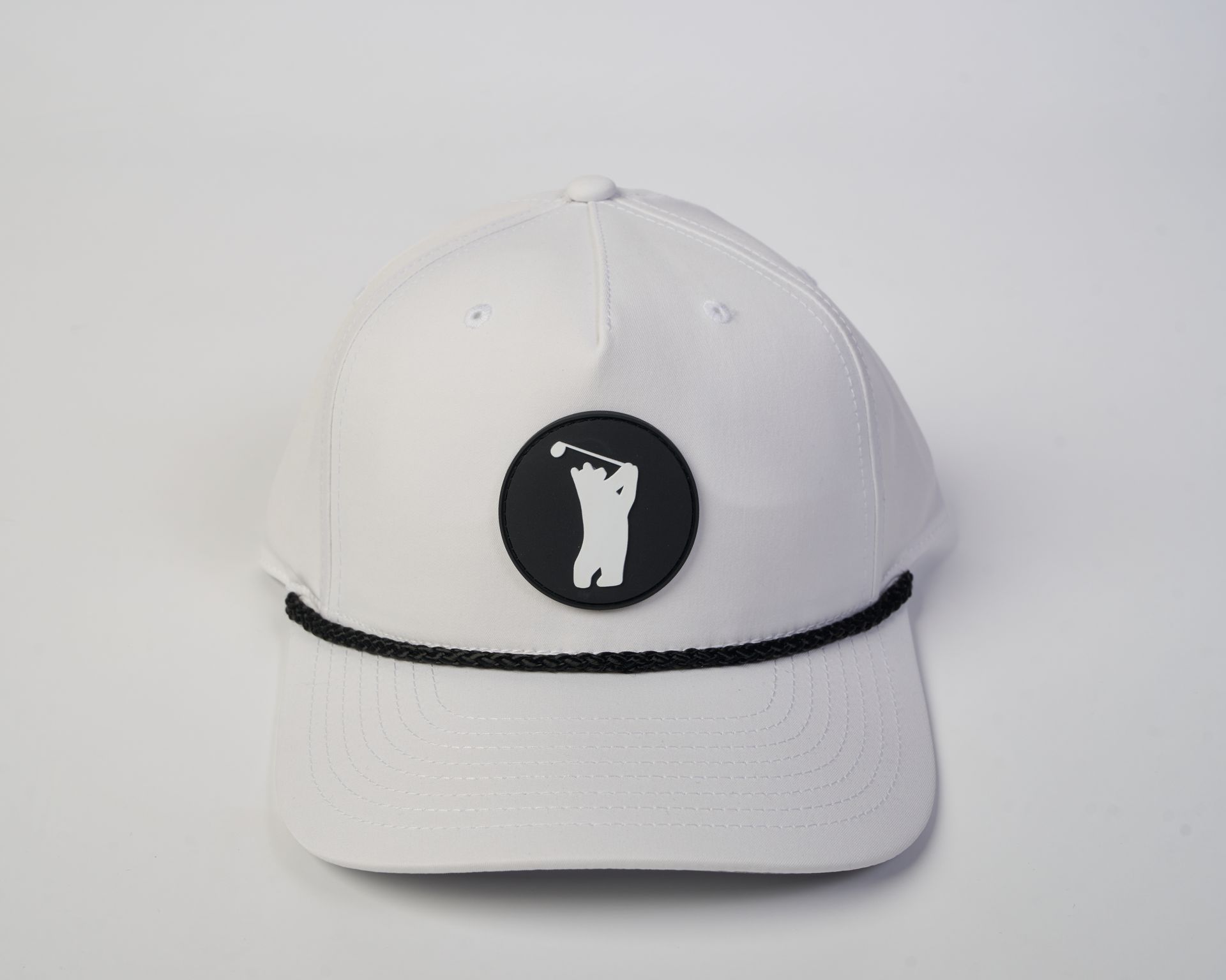 Golfer Guild Bear Drive Rope Hat with golfing animal bear art by Jonas Claesson.