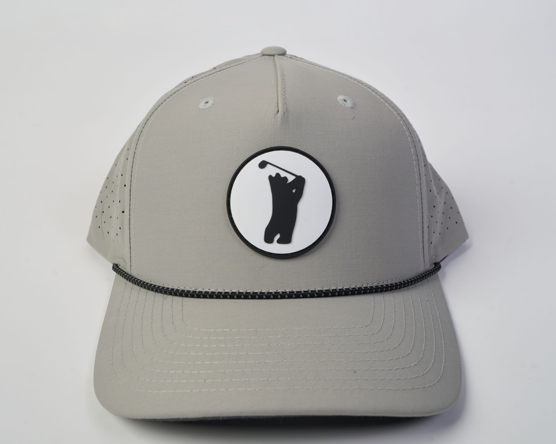 Golfer Guild Bear Drive Performance Rope Hat with golfing animal bear art by Jonas Claesson