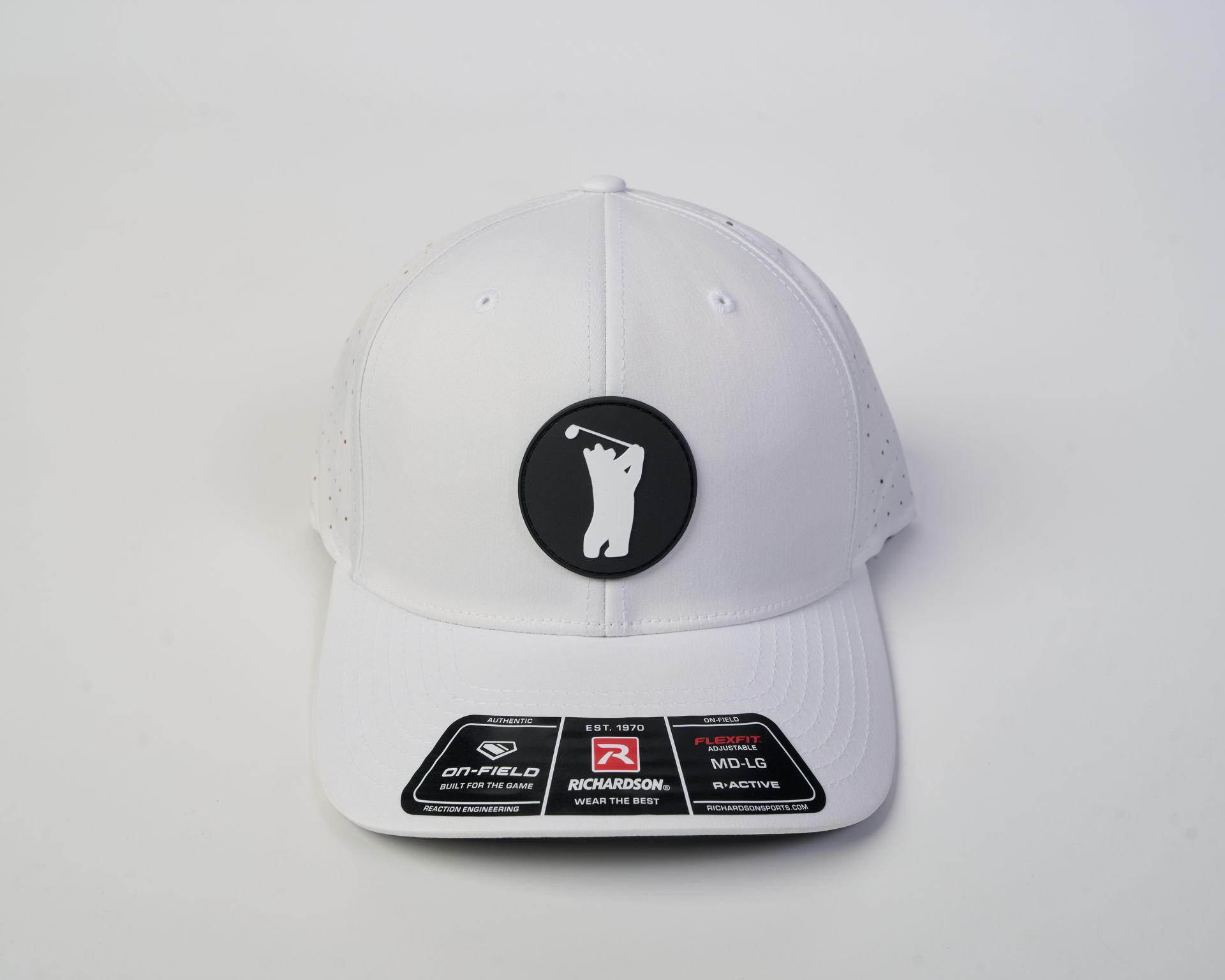 Golfer Guild Bear Drive Performance Baseball Hat with golfing animal bear art by Jonas Claesson