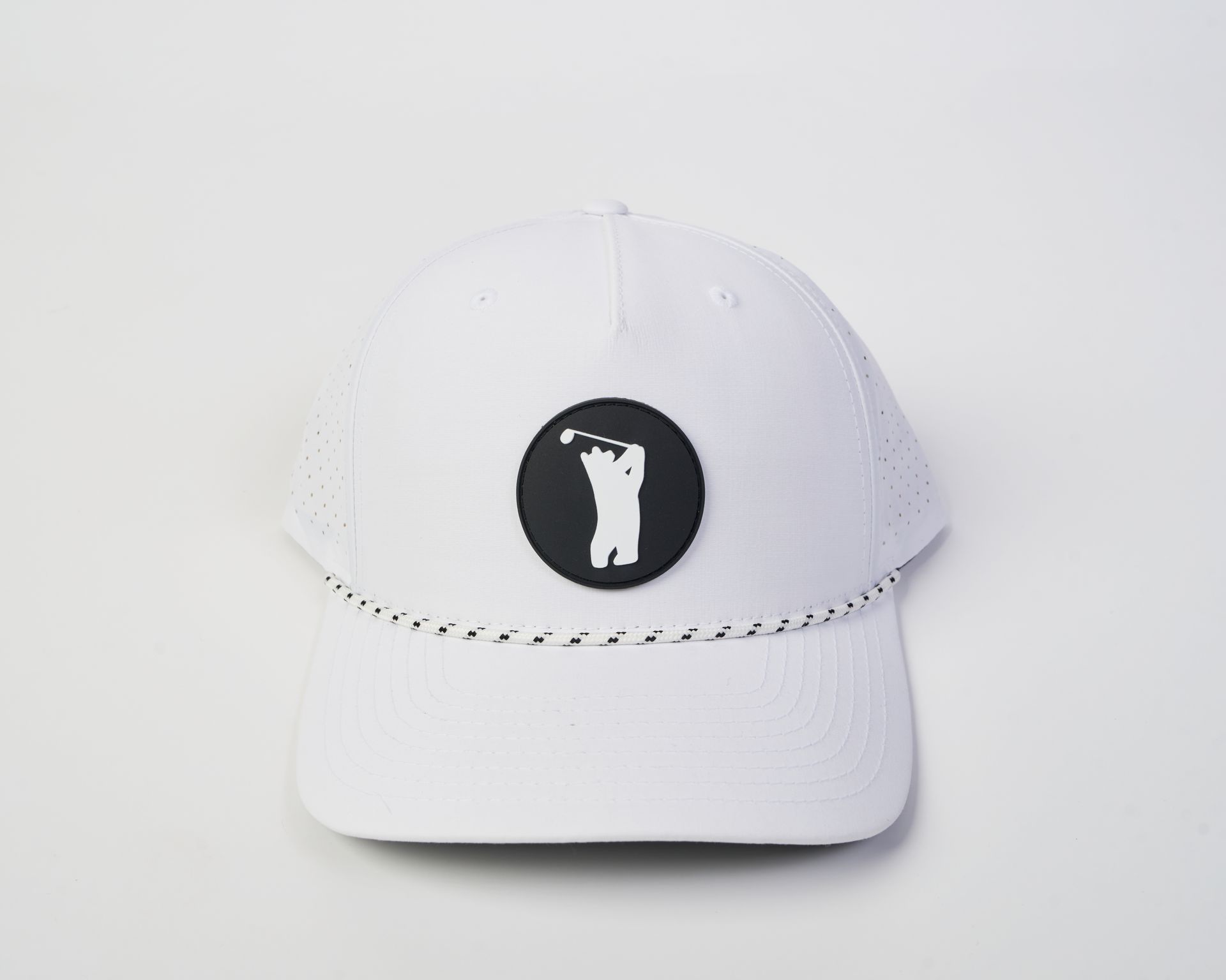 Golfer Guild Bear Drive Performance Rope Hat with golfing animal bear art by Jonas Claesson