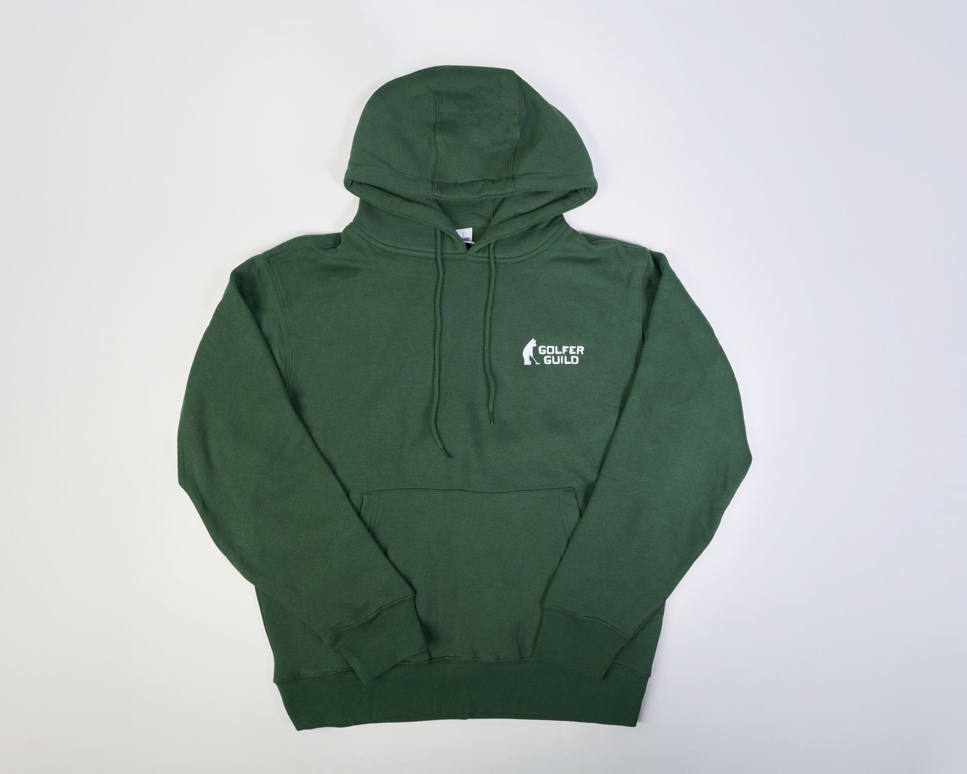 Golfer Guild Coziest Hoodie with Jonas Claesson golfing animal art, sustainable cotton fleece. OEKO TEX certified.