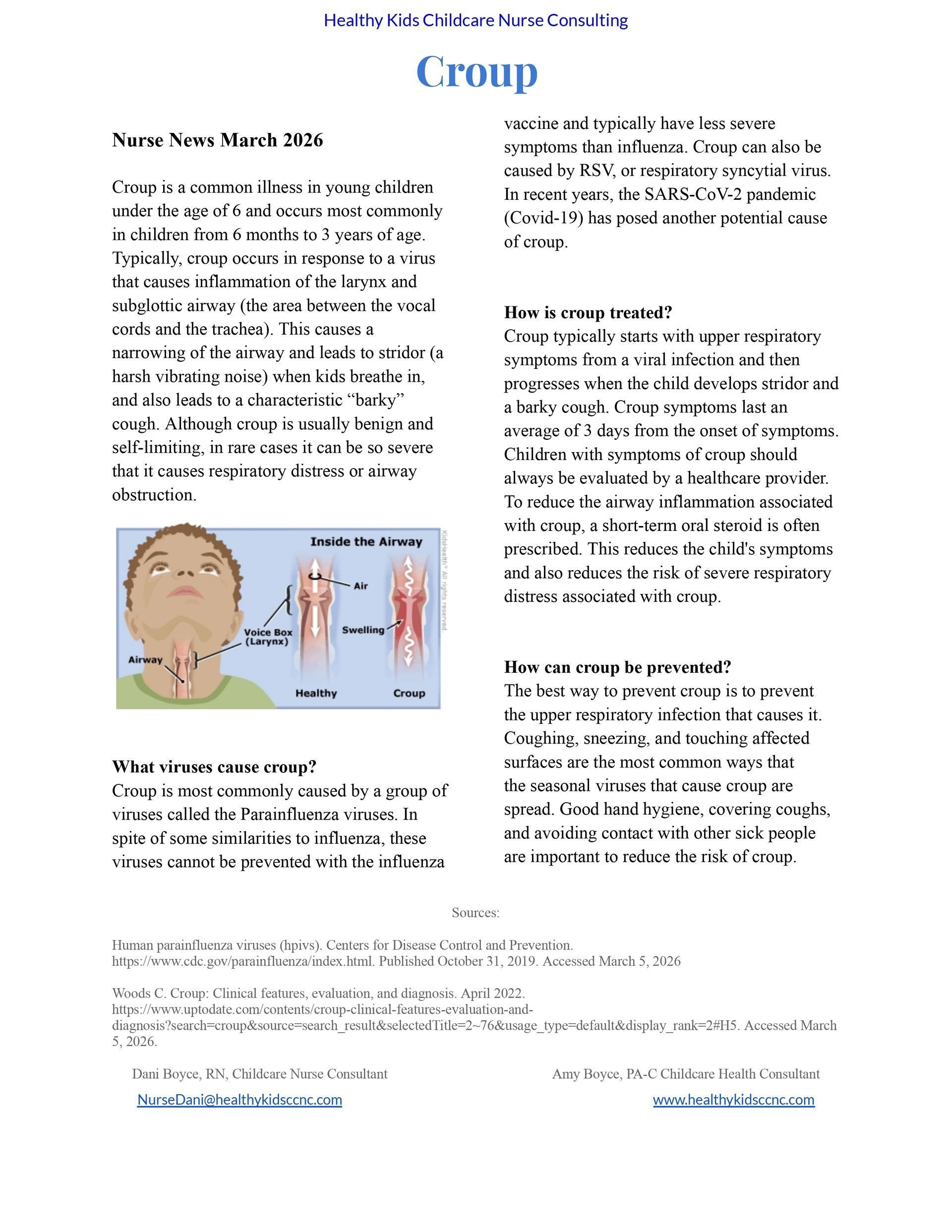 Educational handout titled “Group” with text columns and a small medical illustration of a person and airway diagram