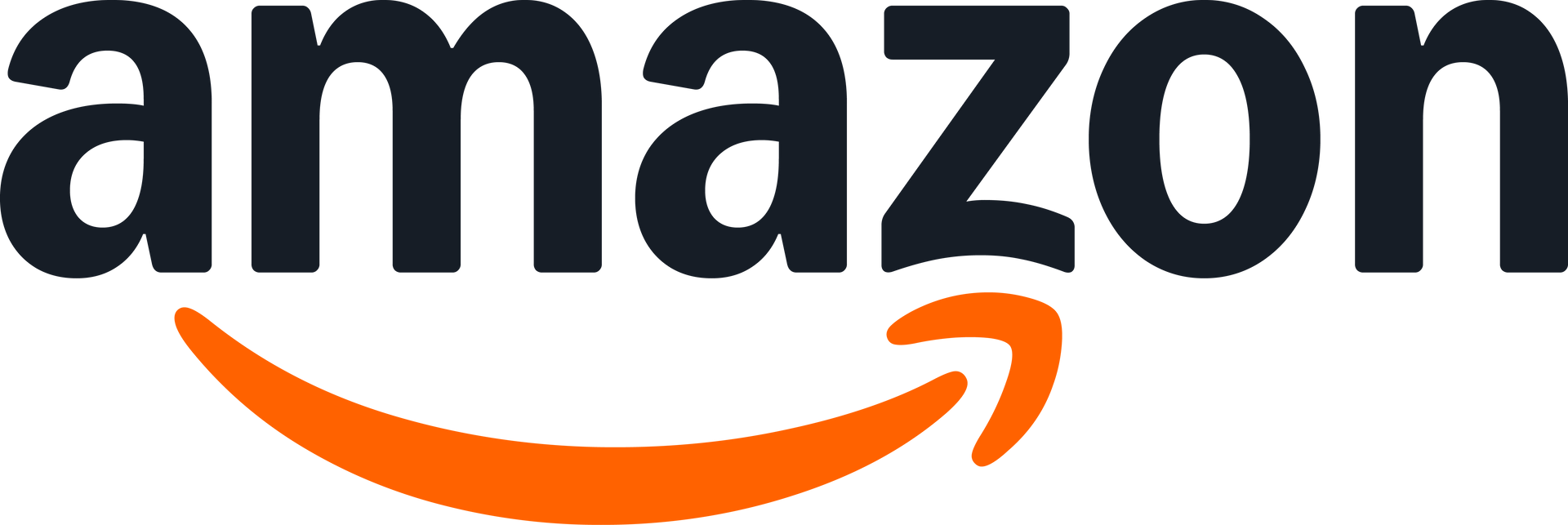 a close up of the amazon logo on a white background .