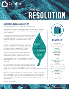 a center for dialog and resolution flyer for spring 2022