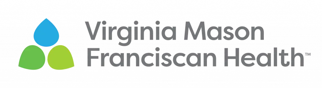 the logo for virginia mason franciscan health is blue and green .