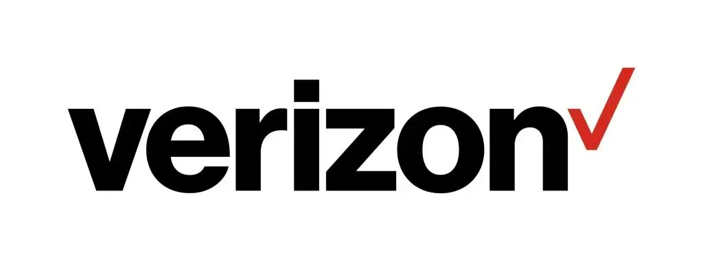 a black and red verizon logo on a white background