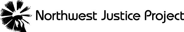 A black and white logo for the northwest justice project