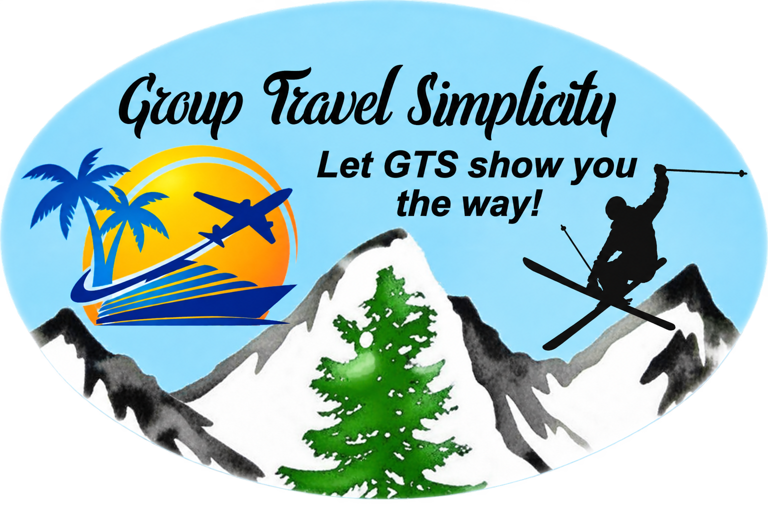 Stylized yellow “gts” lettering on a blue background