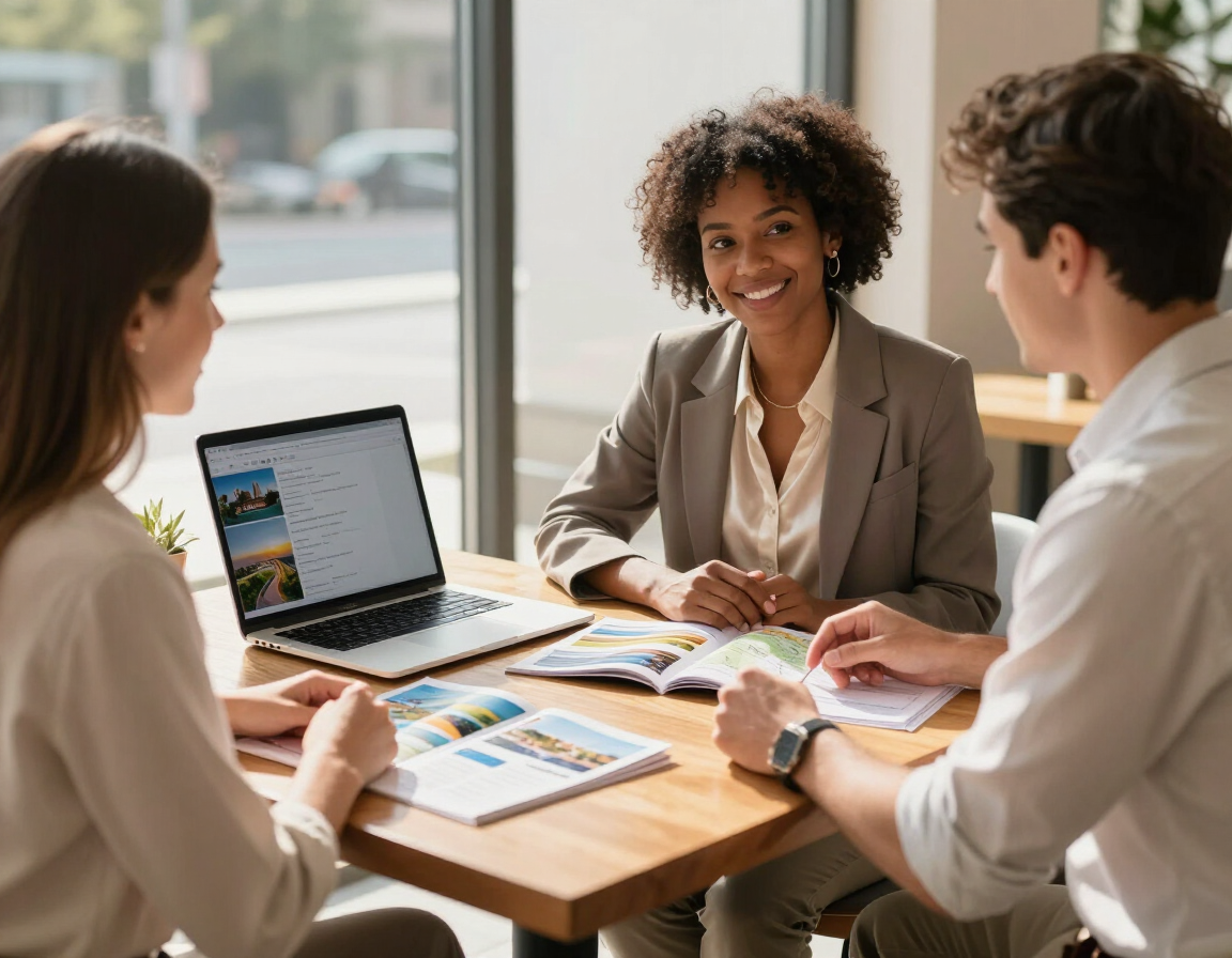 A Solt Co travel advisor in a warm personal consultation with a couple
