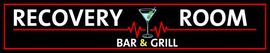A neon sign for the recovery room bar and grill