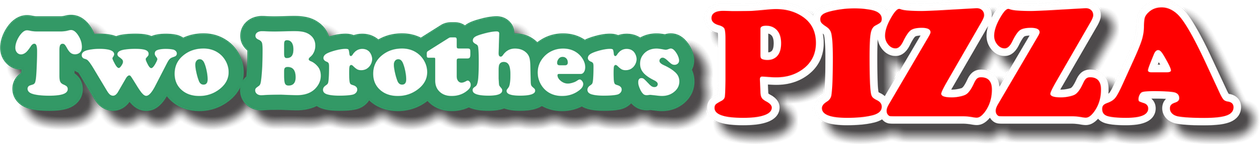 Two Brothers Pizza The logo for two brothers pizza is green and red
