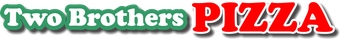 Two Brothers Pizza The logo for two brothers pizza is green and red