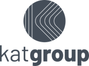 Logo for katgroup, featuring a dark gray circle with white lines and the text