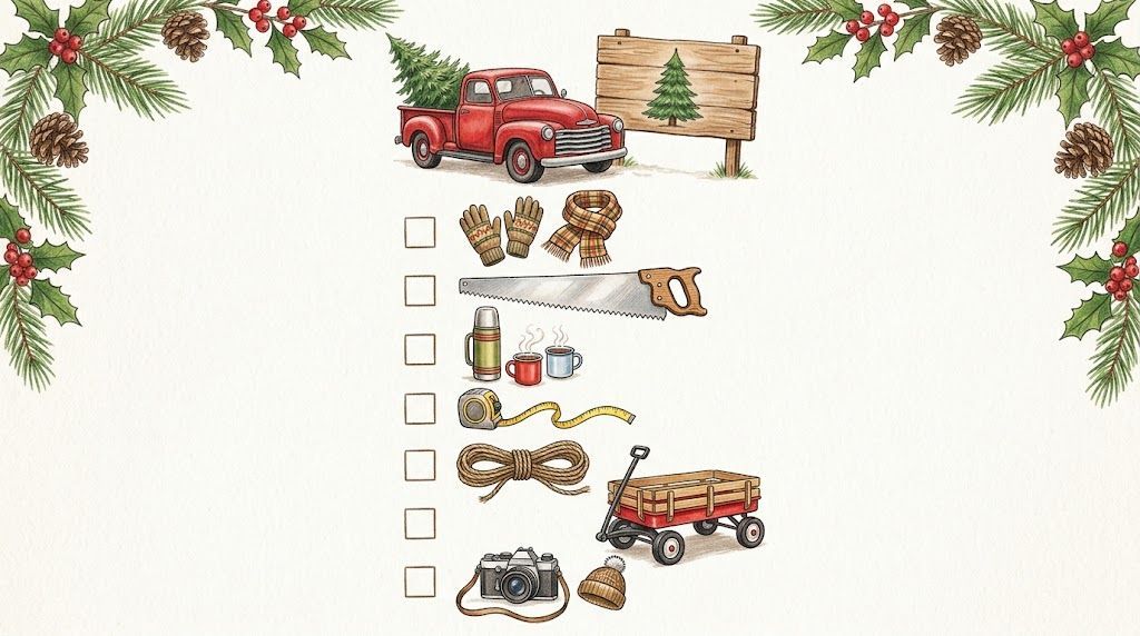 Checklist of what to bring to a Christmas tree farm