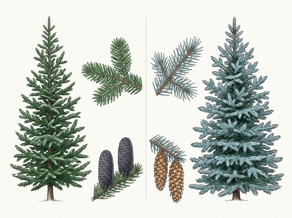 Canaan fir vs. Colorado blue spruce comparison chart