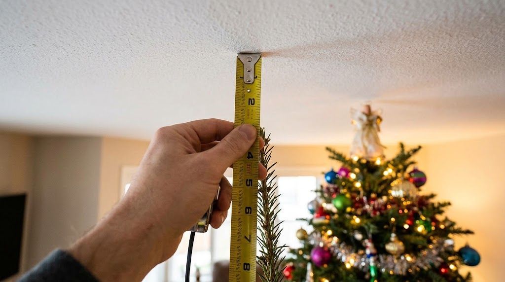 Measuring ceiling height for a Christmas tree