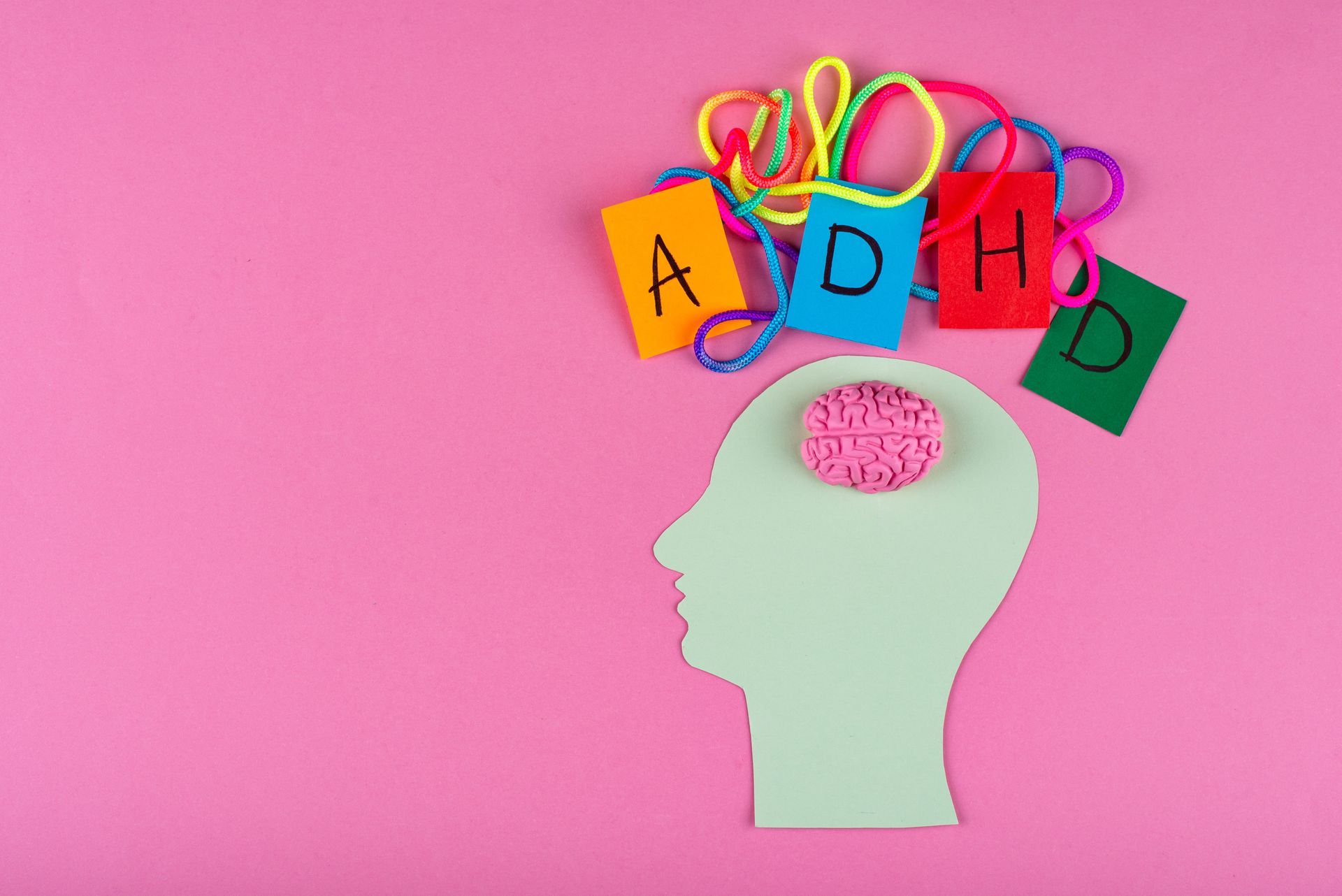 Silhouette head with paper brain,