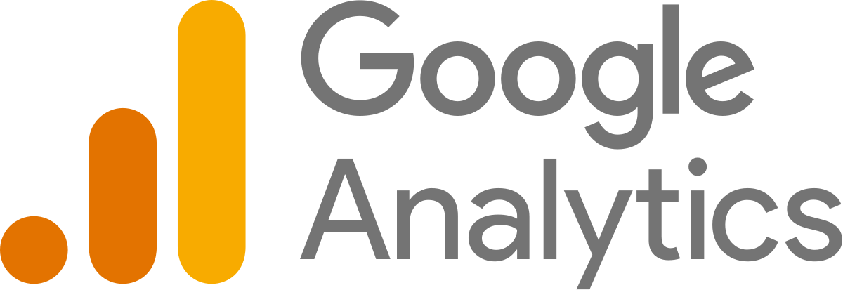 Logo di Google Analytics: icona del grafico arancione/giallo con testo