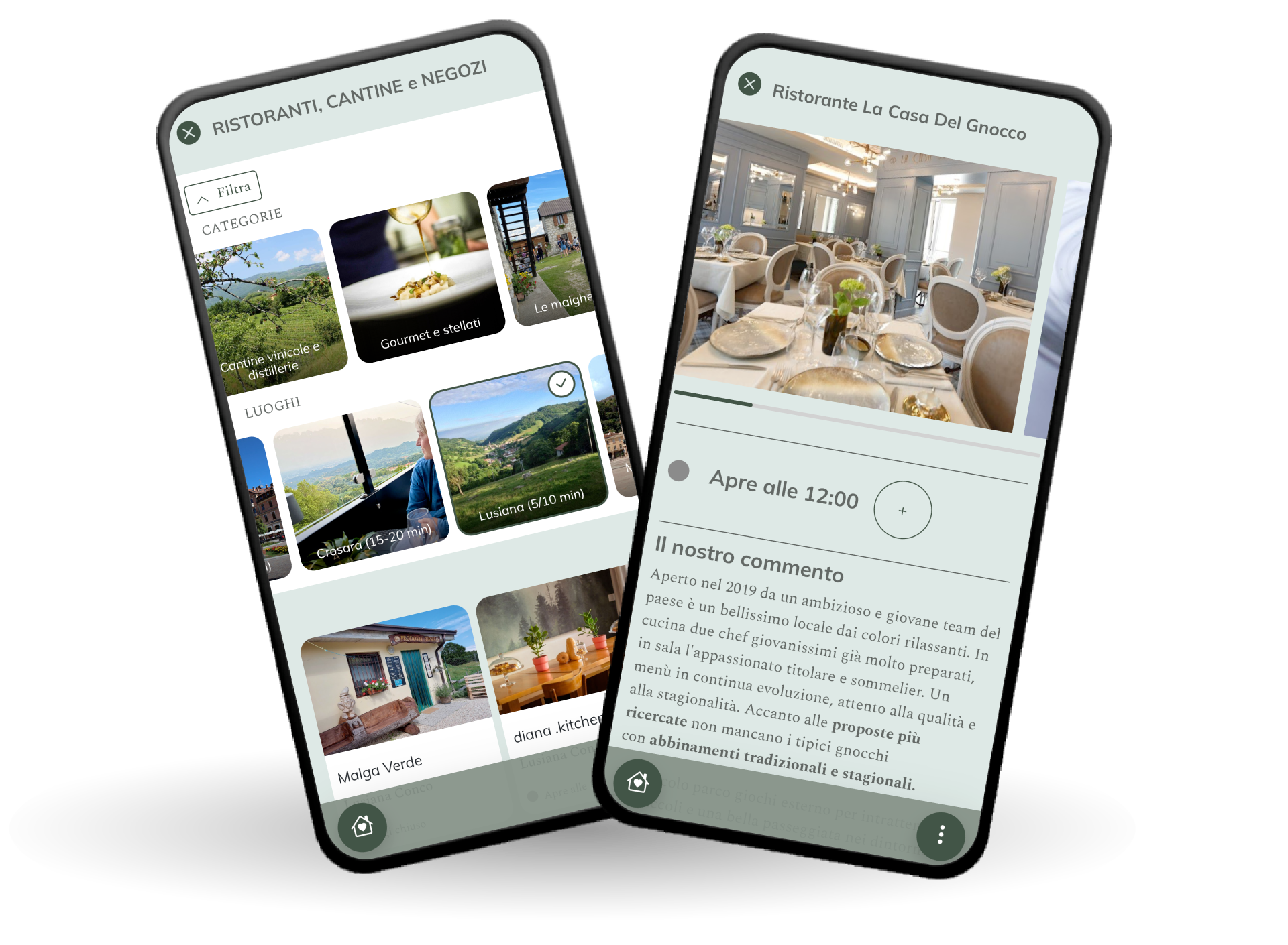 Esempio su due smartphone di Nozio Welcome Guest, il nuovo concierge digitale per hotel