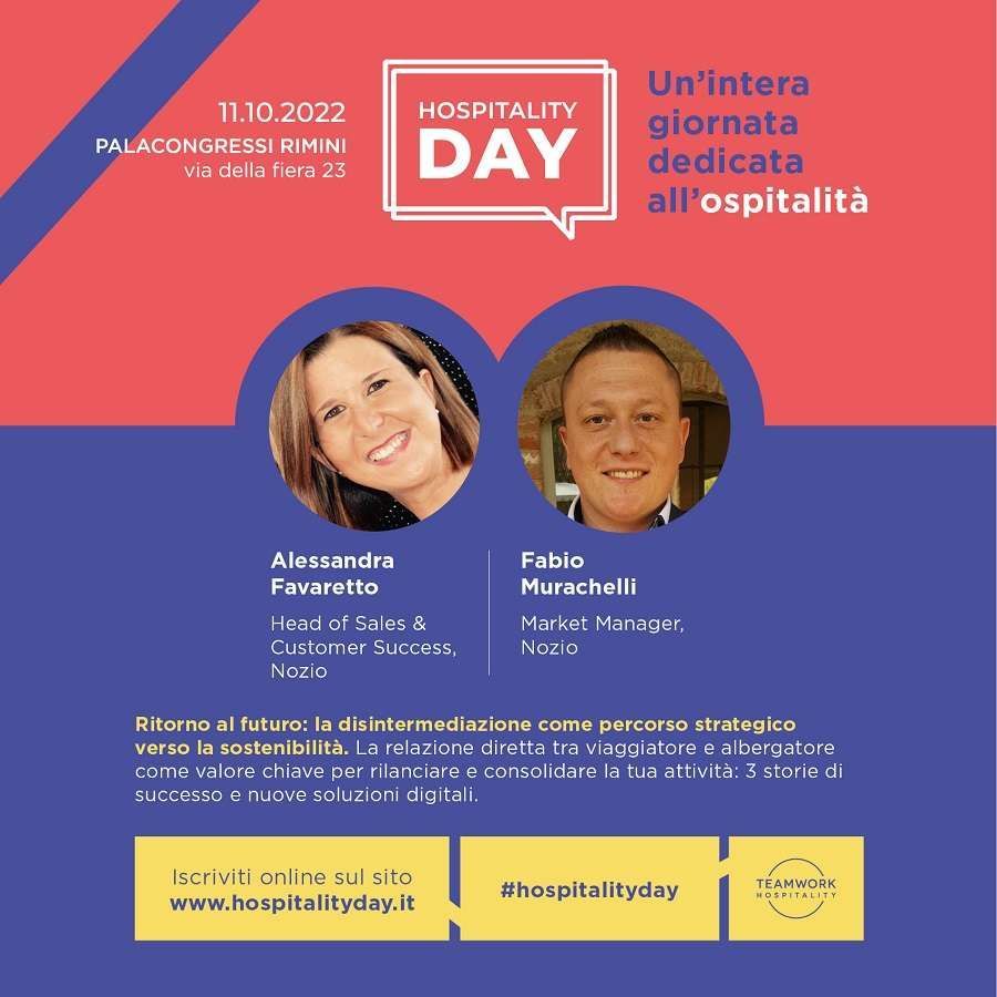 Hospitality Day event: Speakers Alessandra Favaretto & Fabio Murachelli. October 11, 2022, Rimini.