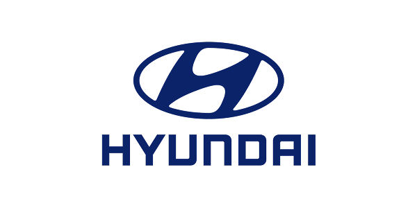 Hyundai logo in blue with stylized H emblem and wordmark