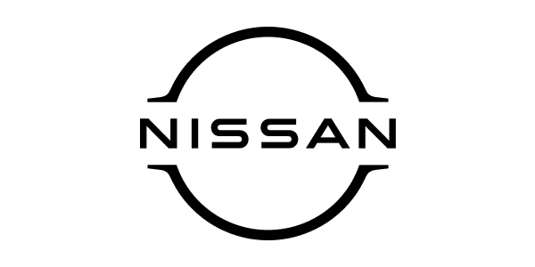 Nissan logo in black, centered within a circular emblem on a white background