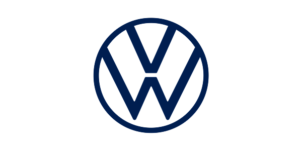 Volkswagen logo in dark blue on a white background