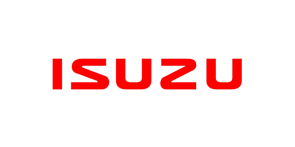 Red Isuzu logo on a white background