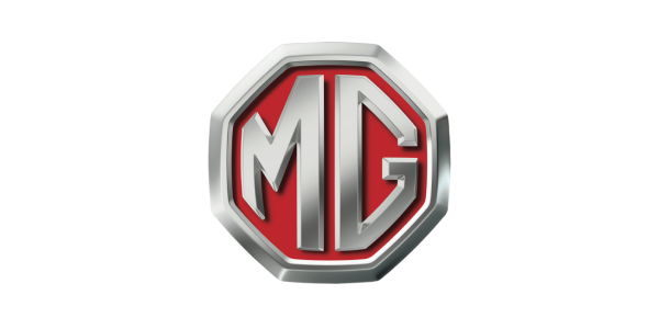 MG logo in red and silver within an octagonal emblem