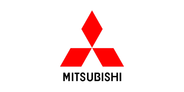 Mitsubishi logo with red three-diamond emblem above black wordmark on a white background