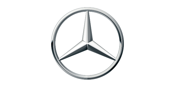 Mercedes-Benz silver three-pointed star logo inside a circle on white background