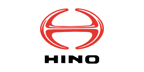 Hino logo with a red stylized emblem above bold black “HINO” text on a white background