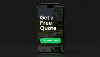 Smartphone screen showing “Get a Free Quote” on a dark background with a green call-to-action button