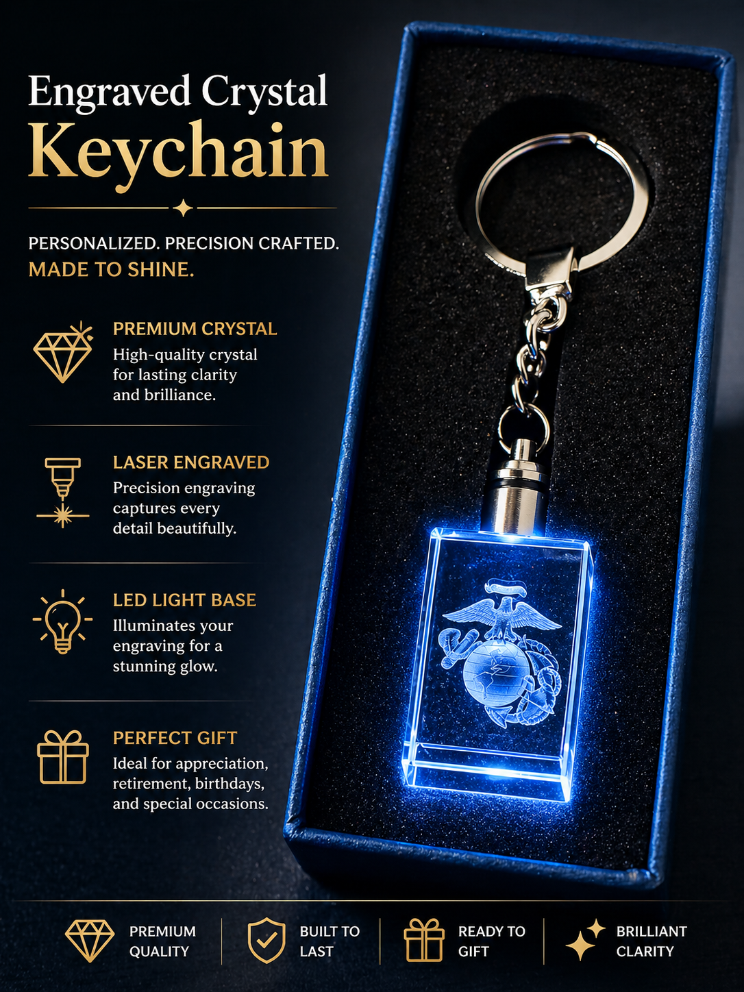 Custom LED Crystal Keychain