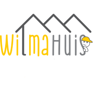 Logo voor Wilmahuis: De gele en grijze tekst 