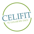 Logotipo de CELIFIT con un contorno circular verde con el texto azul 