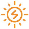 A sun with a lightning bolt inside of it. A sun with a lightning bolt inside of it.